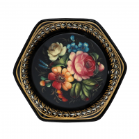 Поднос жостовский "Цветы", D=17 см