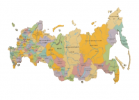 Административная карта России из дерева на стену "Родина моя" 900×511×30 мм