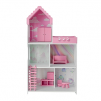 Кукольный дом  "Бисквит" с обоями и набором мебели