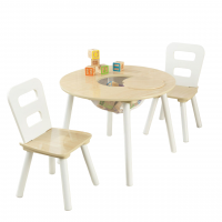 Стол + 2 стула "Сокровищница", бежевый (Round Storage Table & Chair Set)