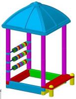 Песочница с крышей, лавочкой и счетами (пластик)