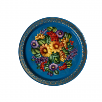 Поднос с жостовской росписью, D=34 см