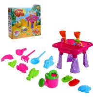 Столик игровой "2 в 1" с песочным набором, 18 аксессуаров