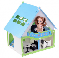 Домик для кукол "Дачный дом", цвет бело-голубой