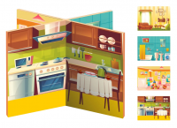 Декорация (ширма напольная) для сюжетно-ролевой игры 4 в 1 МОЯ КВАРТИРА