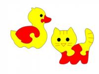 Мозаика мягкая "Уточка и котенок"