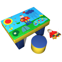 Дидактический мягкий столик с пуфиком №2 (50х90х50 см)