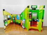 Напольная ширма гармошка "Магазин-банк"