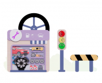 Декоративно-развивающая панель "Автомастерская"